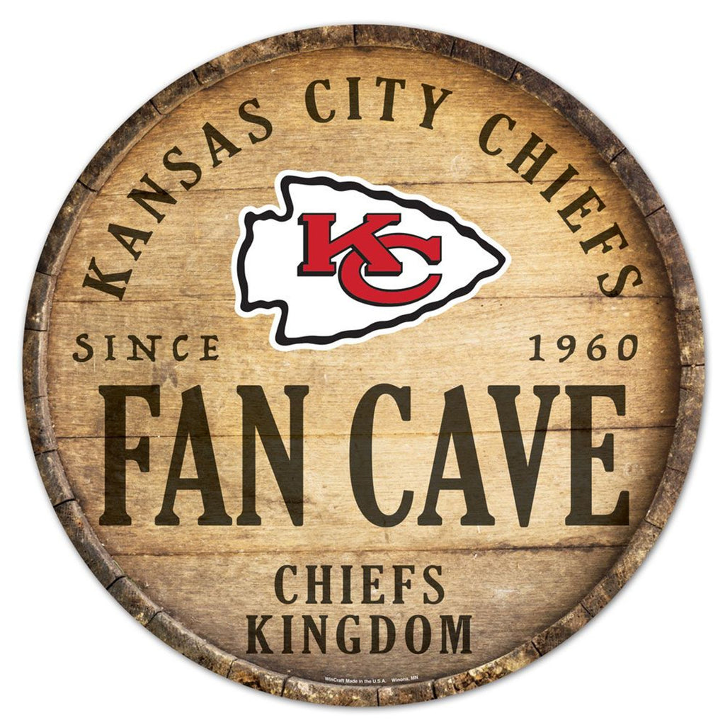 Kansas City Chiefs Sign Wood 14 Inch Round Barrel Top Design - Wincraft