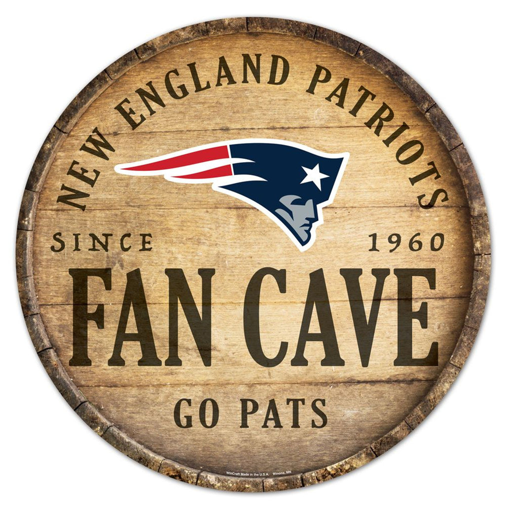 New England Patriots Sign Wood 14 Inch Round Barrel Top Design - Wincraft
