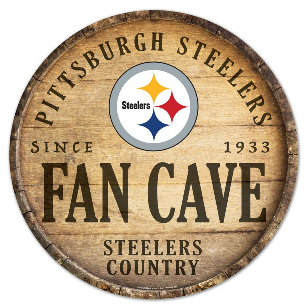 Pittsburgh Steelers Sign Wood 14 Inch Round Barrel Top Design - Wincraft