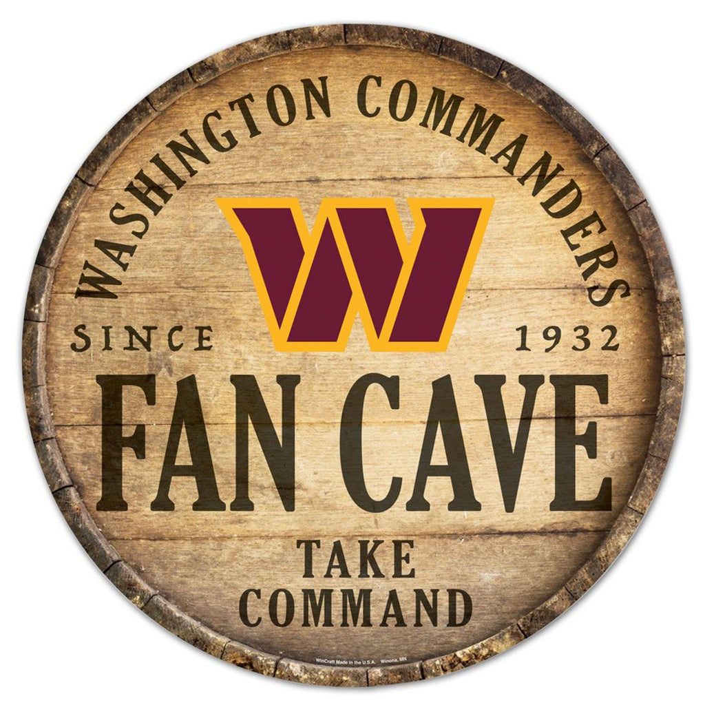 Washington Commanders Sign Wood 14 Inch Round Barrel Top Design - Wincraft