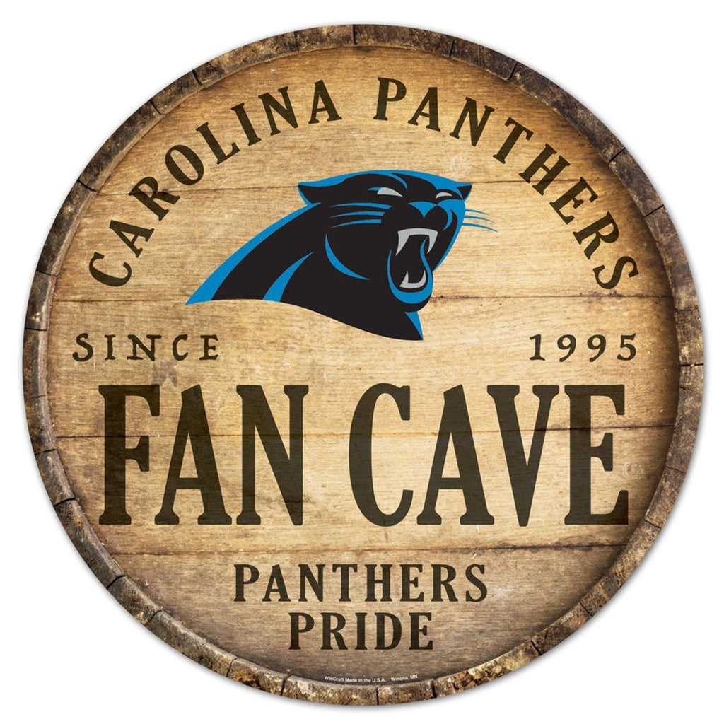 Carolina Panthers Sign Wood 14 Inch Round Barrel Top Design - Wincraft