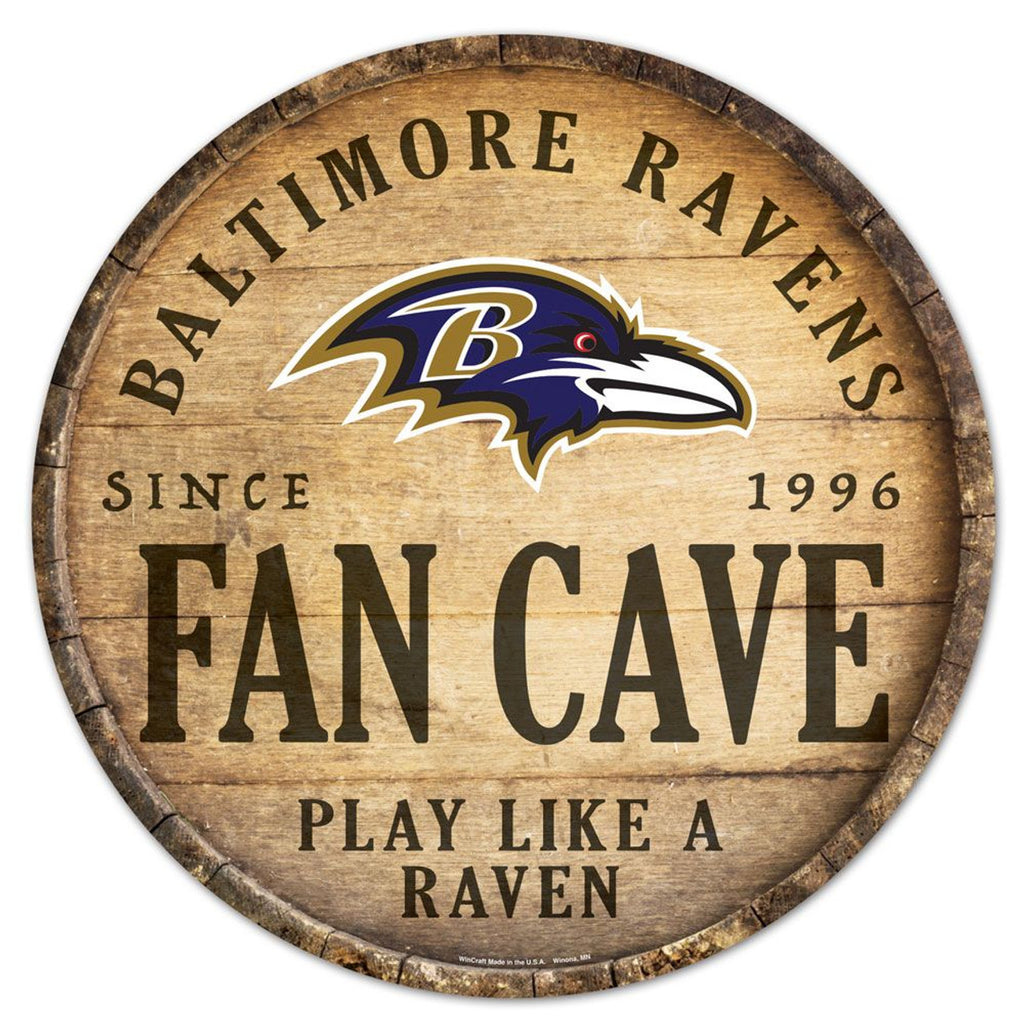 Baltimore Ravens Sign Wood 14 Inch Round Barrel Top Design - Wincraft