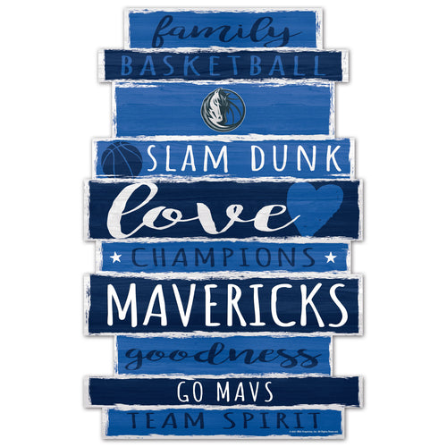 Dallas Mavericks Sign 11x17 Wood Family Word - WinCraft