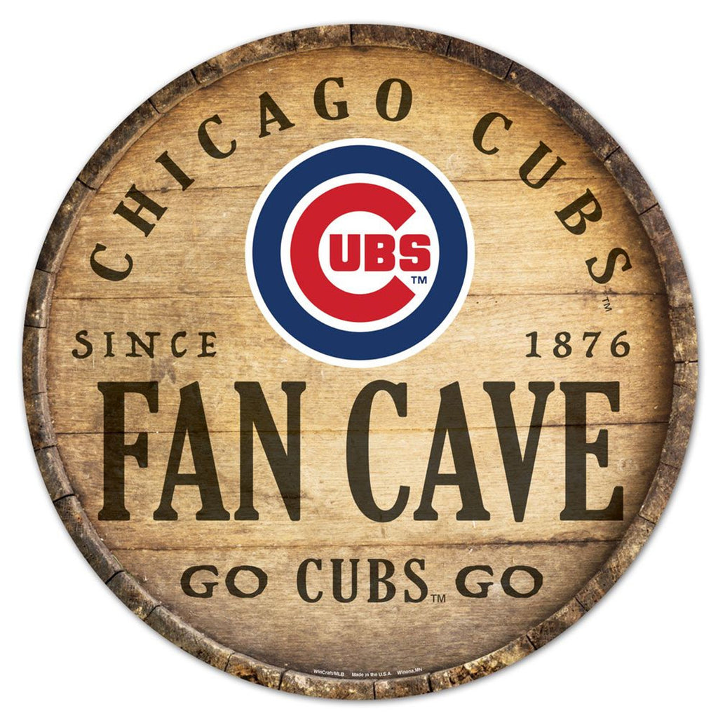 Chicago Cubs Sign Wood 14 Inch Round Barrel Top Design - Wincraft