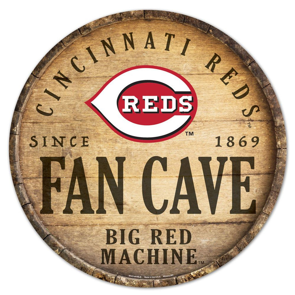 Cincinnati Reds Sign Wood 14 Inch Round Barrel Top Design - Special Order - Wincraft