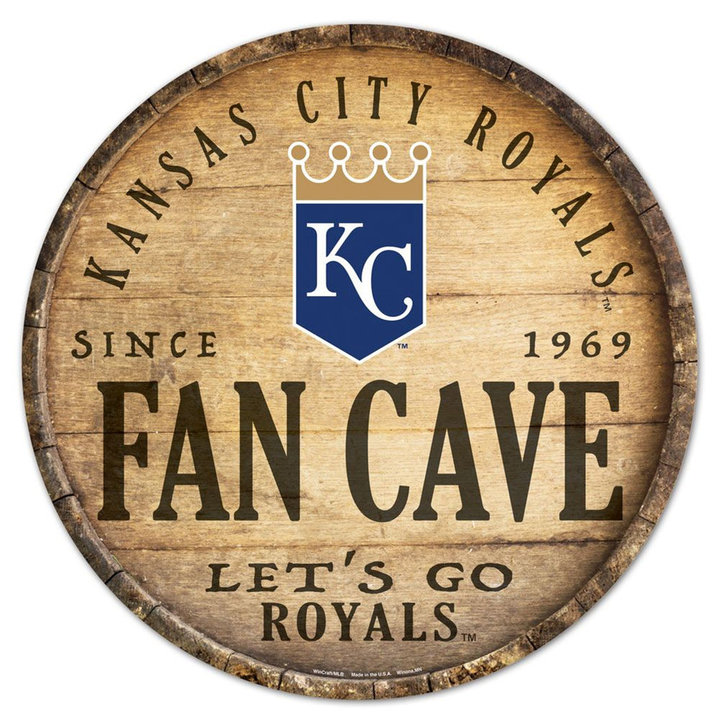 Kansas City Royals Sign Wood 14 Inch Round Barrel Top Design - Wincraft