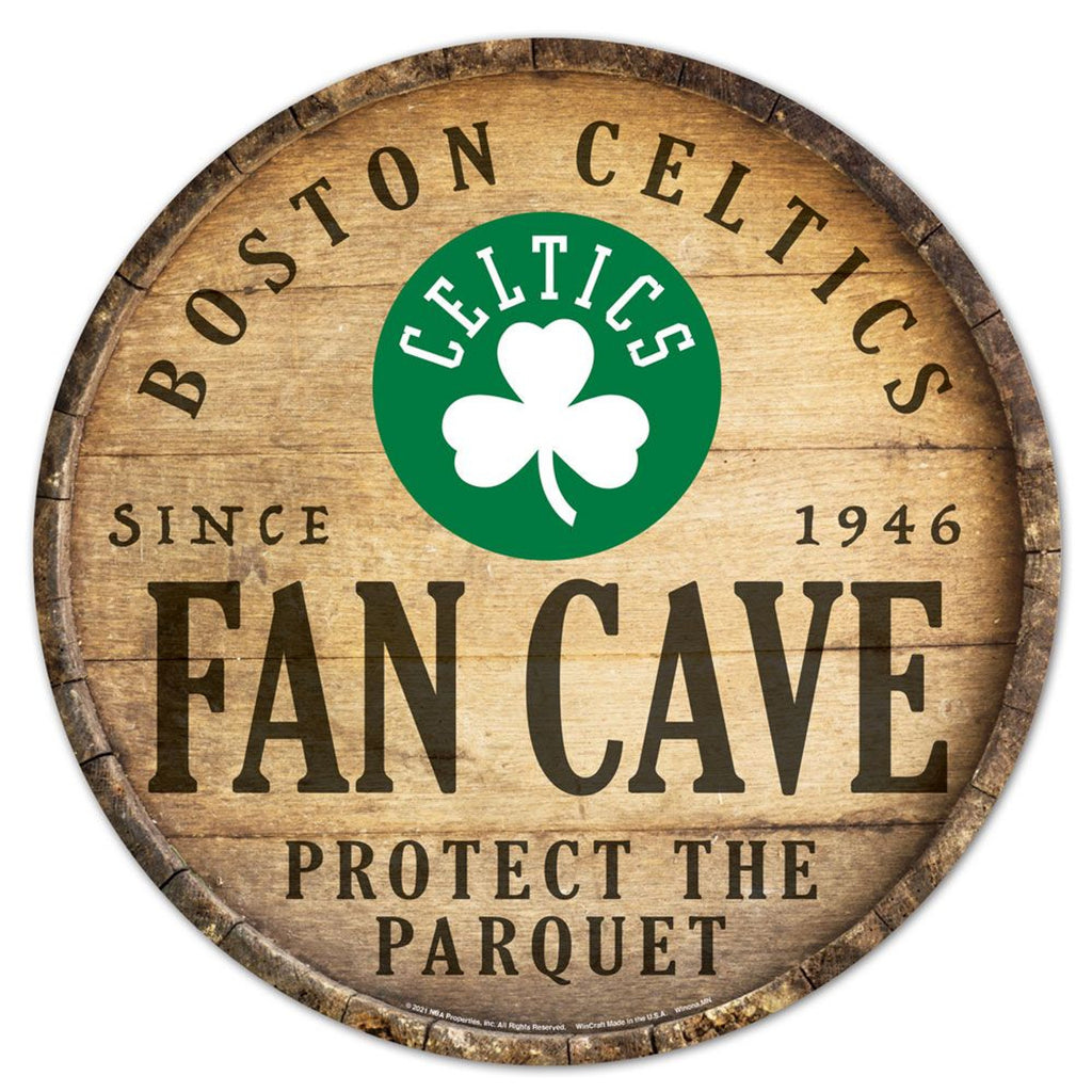 Boston Celtics Sign Wood 14 Inch Round Barrel Top Design - Special Order - Wincraft