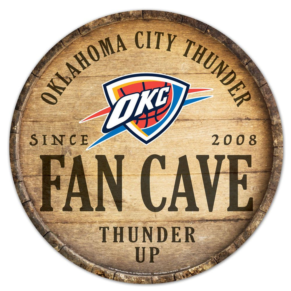 Oklahoma City Thunder Sign Wood 14 Inch Round Barrel Top Design - Special Order - Wincraft