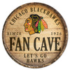 Chicago Blackhawks Sign Wood 14 Inch Round Barrel Top Design - Special Order - Wincraft