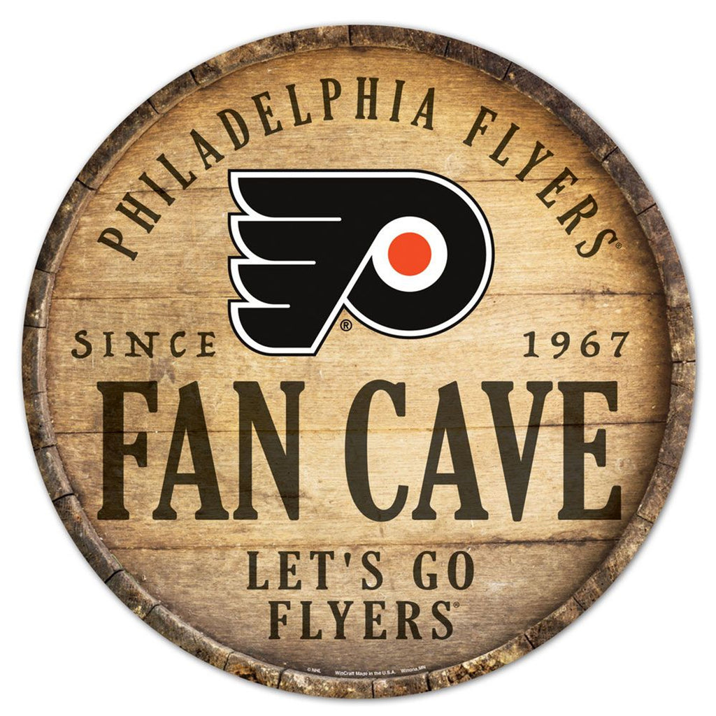 Philadelphia Flyers Sign Wood 14 Inch Round Barrel Top Design - Special Order - Wincraft