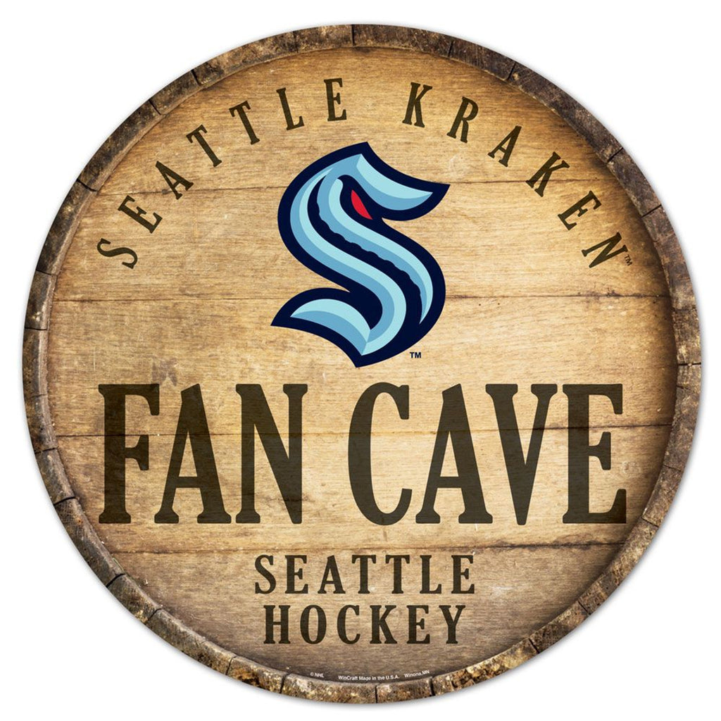 Seattle Kraken Sign Wood 14 Inch Round Barrel Top Design - Special Order - Wincraft