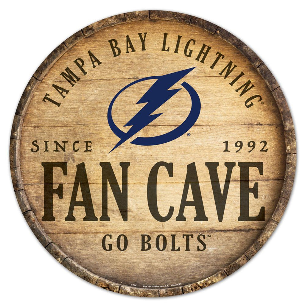 Tampa Bay Lightning Sign Wood 14 Inch Round Barrel Top Design - Special Order - Wincraft