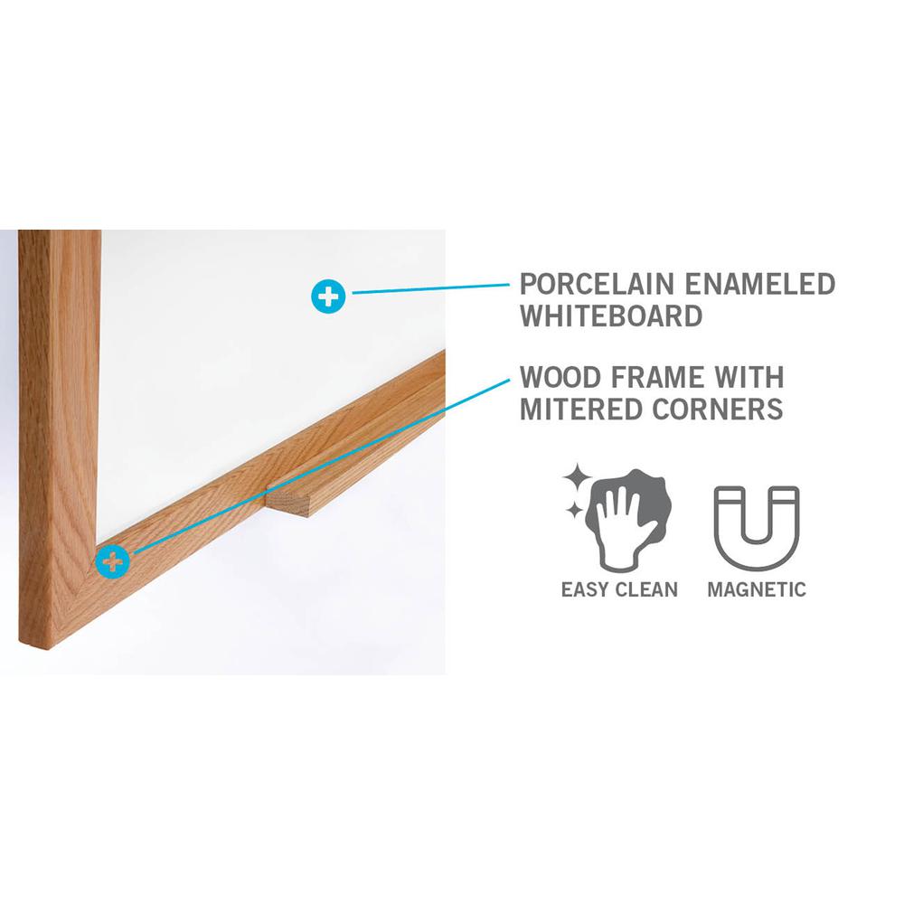 Ghent Magnetic Porcelain Whiteboard with Wood Frame, 3'H x 4'W