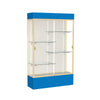 Spirit  48''W x 80''H x 16''D  Lighted Floor Case, Plaque Back, Champagne Finish, Royal Blue Base and Top - Waddell