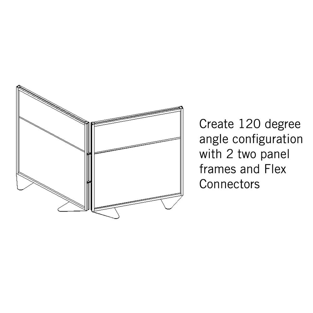 Ghent Floor Partition with Aluminum Frame and 2 Split Panel Infill, Porcelain and Carmel Vinyl, 72''H x 48''W