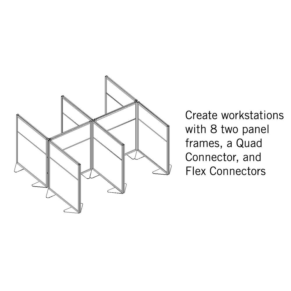 Ghent Floor Partition with Aluminum Frame and 2 Split Panel Infill, Porcelain and Carmel Vinyl, 72''H x 48''W