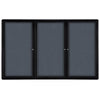48''x72'' 3-Door Ovation Gray Fabric Bulletin Board - Black Frame - Ghent