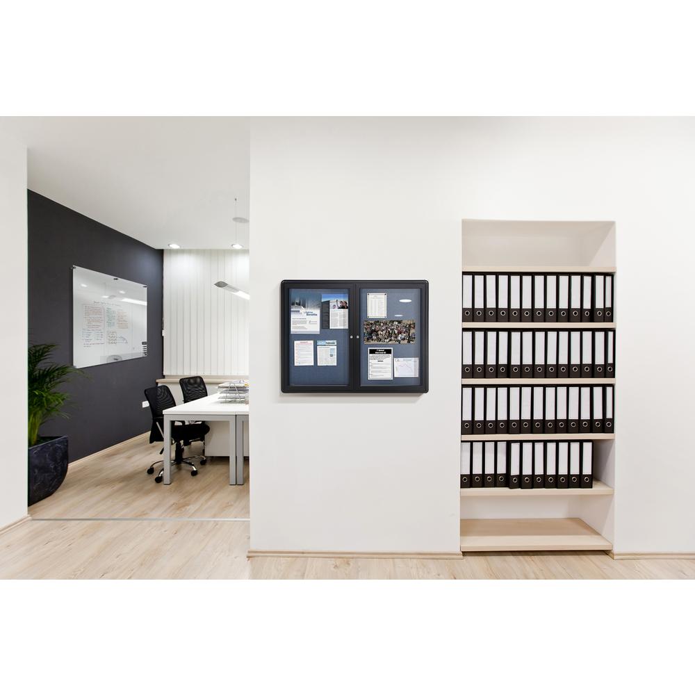 34''x47'' 2-Door Ovation Black Fabric Bulletin Board - Black Frame - Ghent