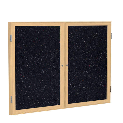 48''x60'' 2-Dr Wood Fr Oak Finish Encl Recycled Rubber Bulletin Board - Confetti - Ghent