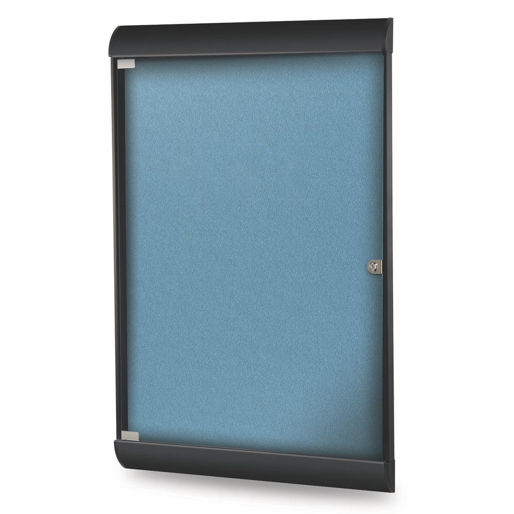 42⅛''x27¾'' 1-Dr Silhouette Encl Bulletin Bd, Black Frame, Vinyl Fabric Ocean - Ghent