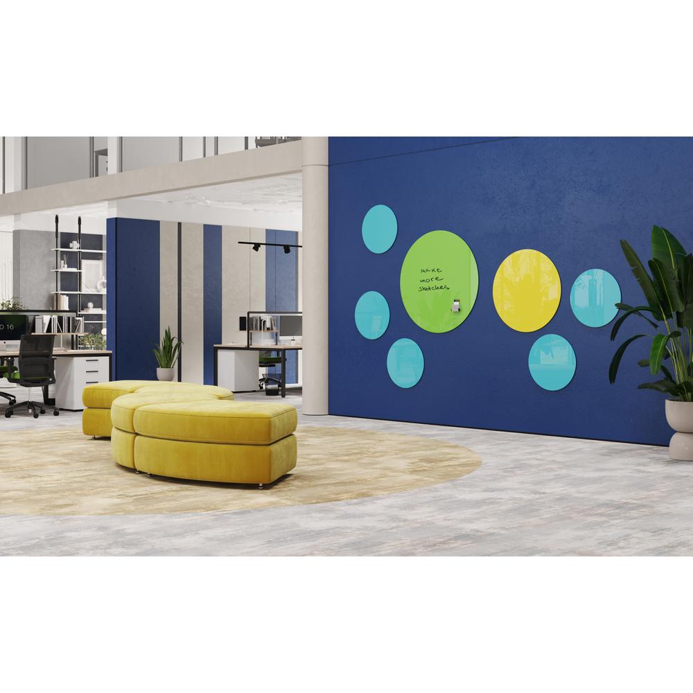 Ghent Coda Low Profile Circular Glassboard, Non-Magnetic, Yellow, 24'' Diameter