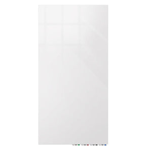 Ghent Aria 8'H x 4'W Magnetic Glass White Board, Blue Surface, Vertical, 4 Rare Earth Magnets, 4 Markers and Eraser