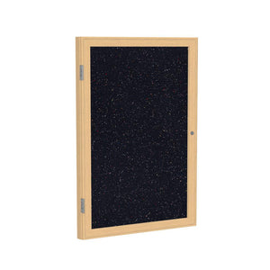 24''x18'' 1-Dr Wood Fr Oak Finish Encl Recycled Rubber Bulletin Board - Confetti - Ghent