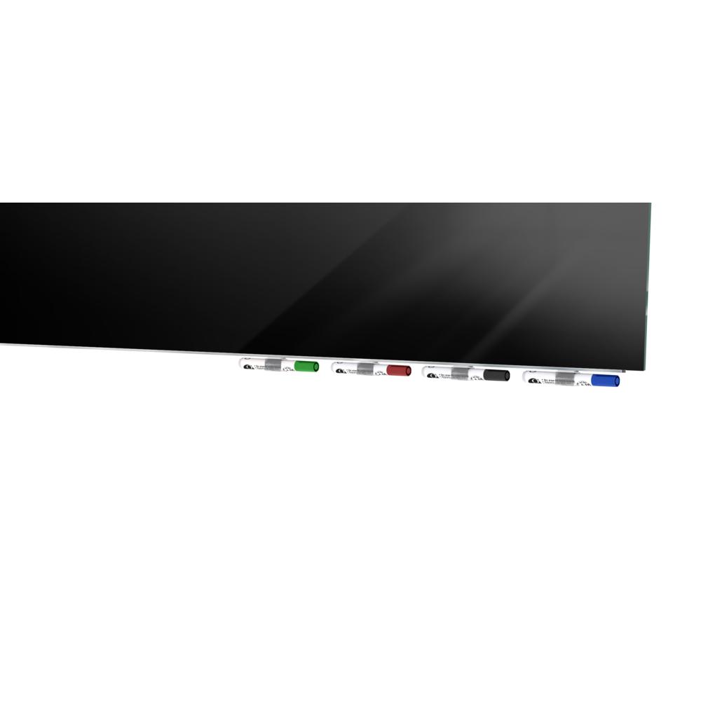 Ghent Aria 3'H x 4'W Magnetic Glass White Board, Gray Surface, Horizontal, 4 Rare Earth Magnets, 4 Markers and Eraser