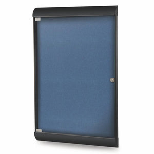 42⅛''x27¾'' 1-Dr Silhouette Encl Bulletin Bd, Black Frame, Vinyl Fabric Navy - Ghent