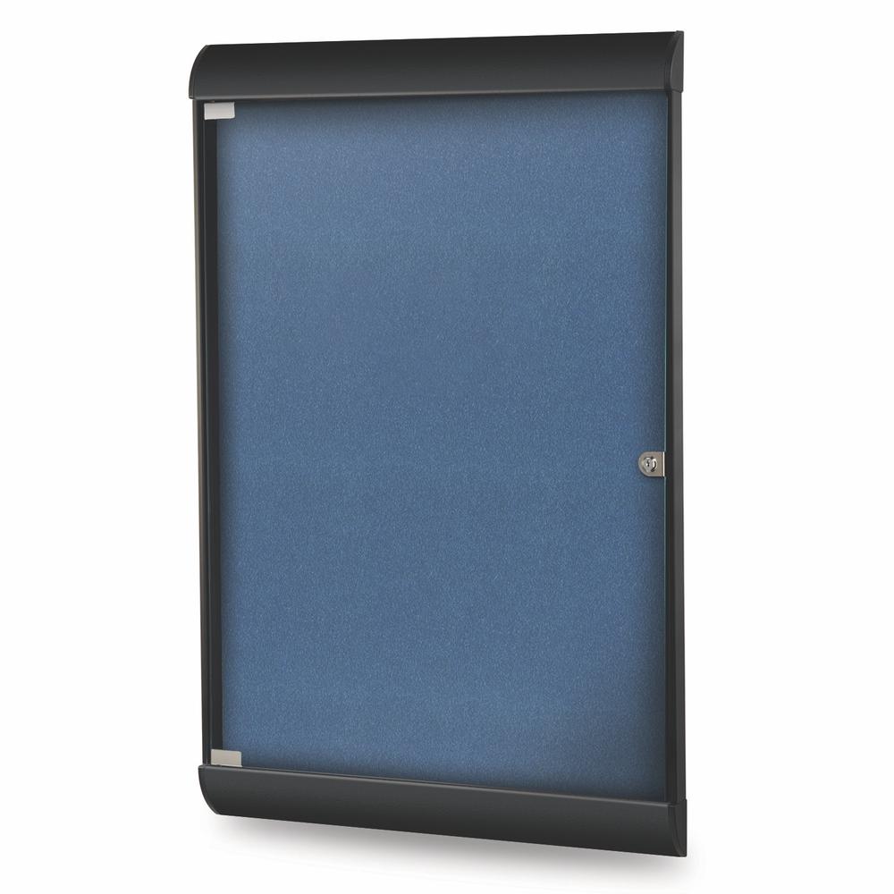 42⅛''x27¾'' 1-Dr Silhouette Encl Bulletin Bd, Black Frame, Vinyl Fabric Navy - Ghent