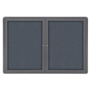 34''x47'' 2-Door Ovation Gray Fabric Bulletin Board - Gray Frame - Ghent