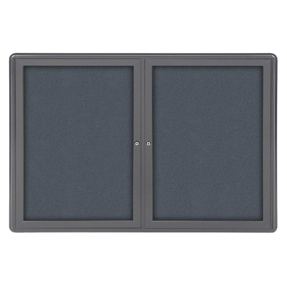 34''x47'' 2-Door Ovation Gray Fabric Bulletin Board - Gray Frame - Ghent