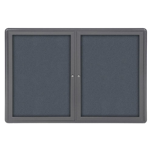34''x47'' 2-Door Ovation Gray Fabric Bulletin Board - Gray Frame - Ghent