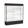 Spirit  72''W x 80''H x 16''D  Lighted Floor Case, White Back, Dk. Bronze Finish, Black Base and Top - Waddell