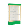 Spirit  48''W x 80''H x 16''D  Lighted Floor Case, Plaque Back, Champagne Finish, Kelly Green Base and Top - Waddell
