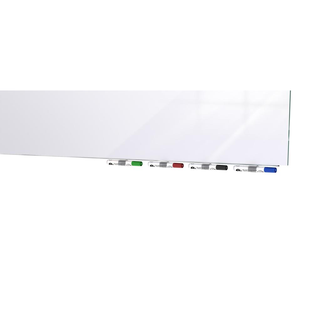 Ghent Aria 4'H x 6'W Glass White Board, White Surface, Horizontal, 4 Markers and Eraser