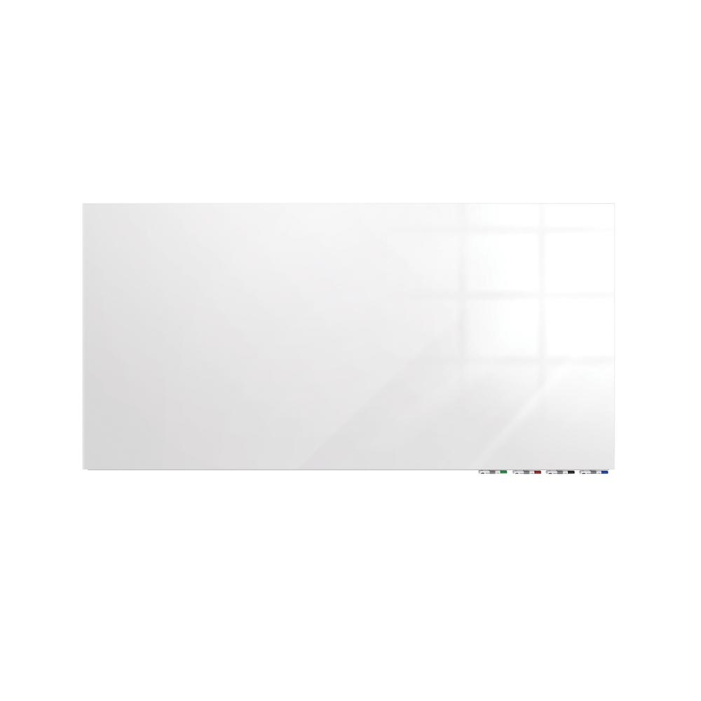 Ghent Aria 4'H x 6'W Glass White Board, White Surface, Horizontal, 4 Markers and Eraser
