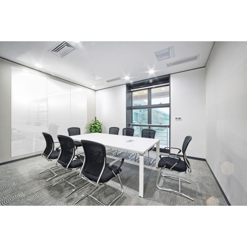 Ghent Aria 5'H x 4'W Glass White Board, White Surface, Vertical, 4 Markers and Eraser