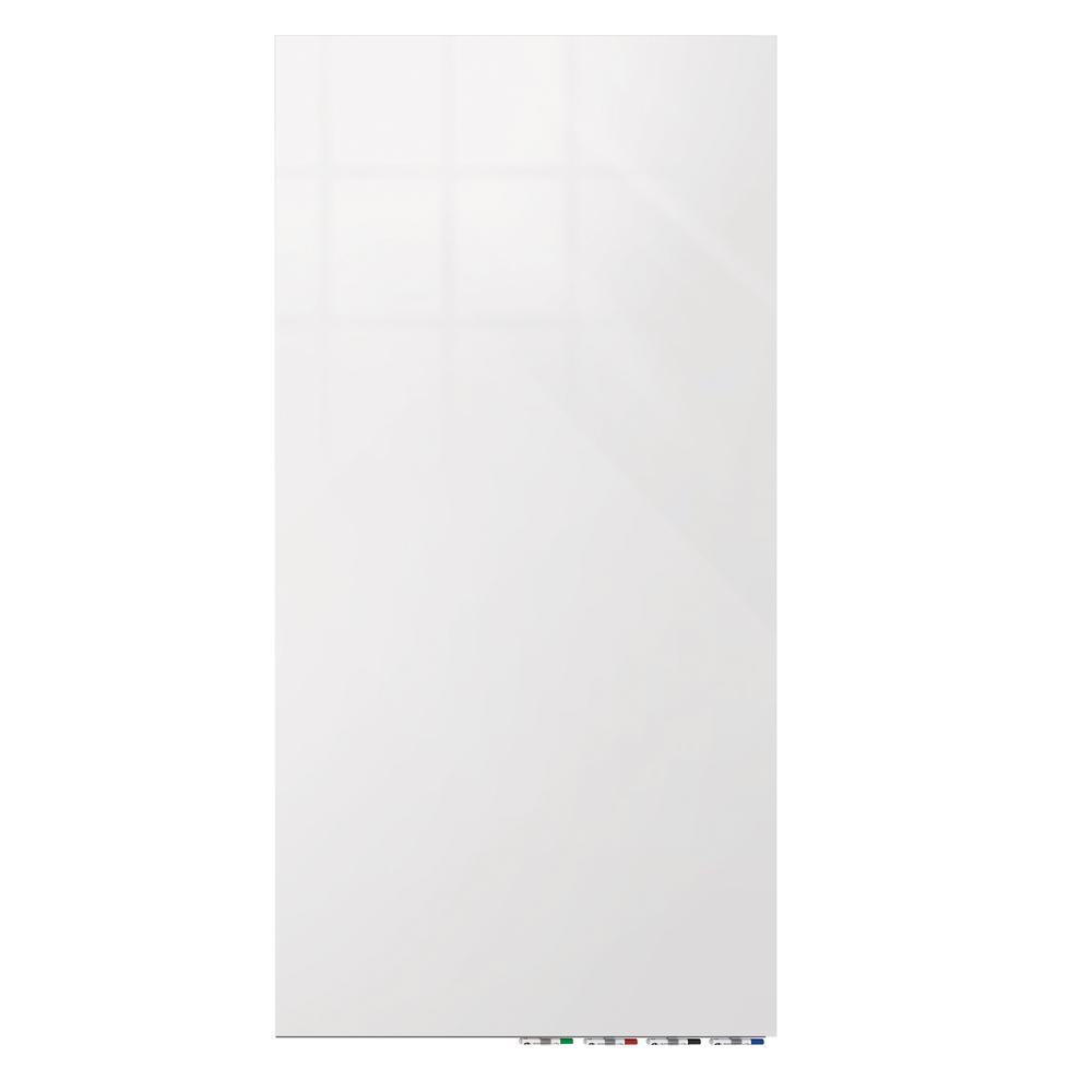 Ghent Aria 5'H x 4'W Glass White Board, White Surface, Vertical, 4 Markers and Eraser