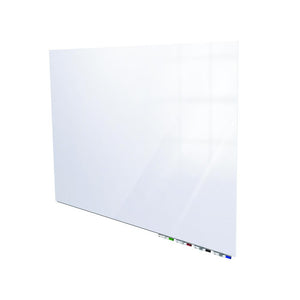 Ghent Aria 4'H x 8'W Magnetic Glass White Board, White Surface, Horizontal, 4 Rare Earth Magnets, 4 Markers and Eraser