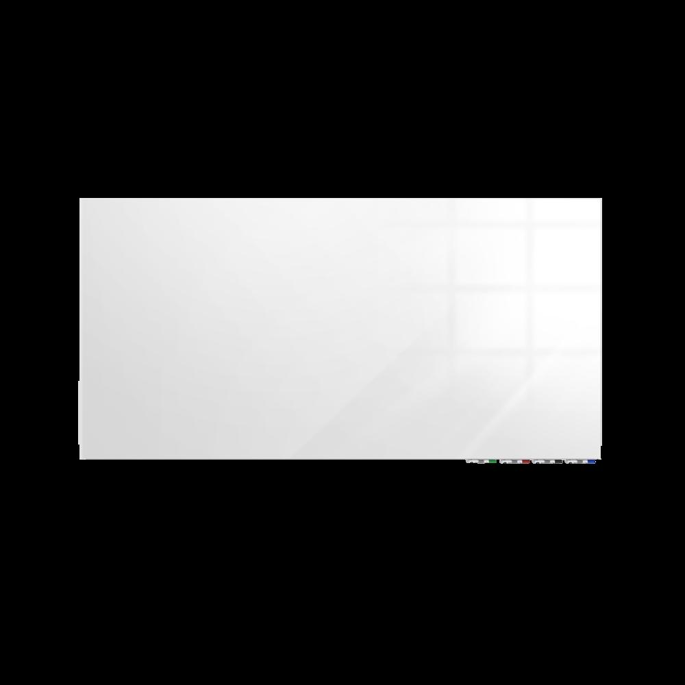 Ghent Aria 4'H x 8'W Magnetic Glass White Board, White Surface, Horizontal, 4 Rare Earth Magnets, 4 Markers and Eraser