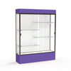 Spirit  60''W x 80''H x 16''D  Lighted Floor Case, White Back, Dk. Bronze Finish, Purple Base and Top - Waddell