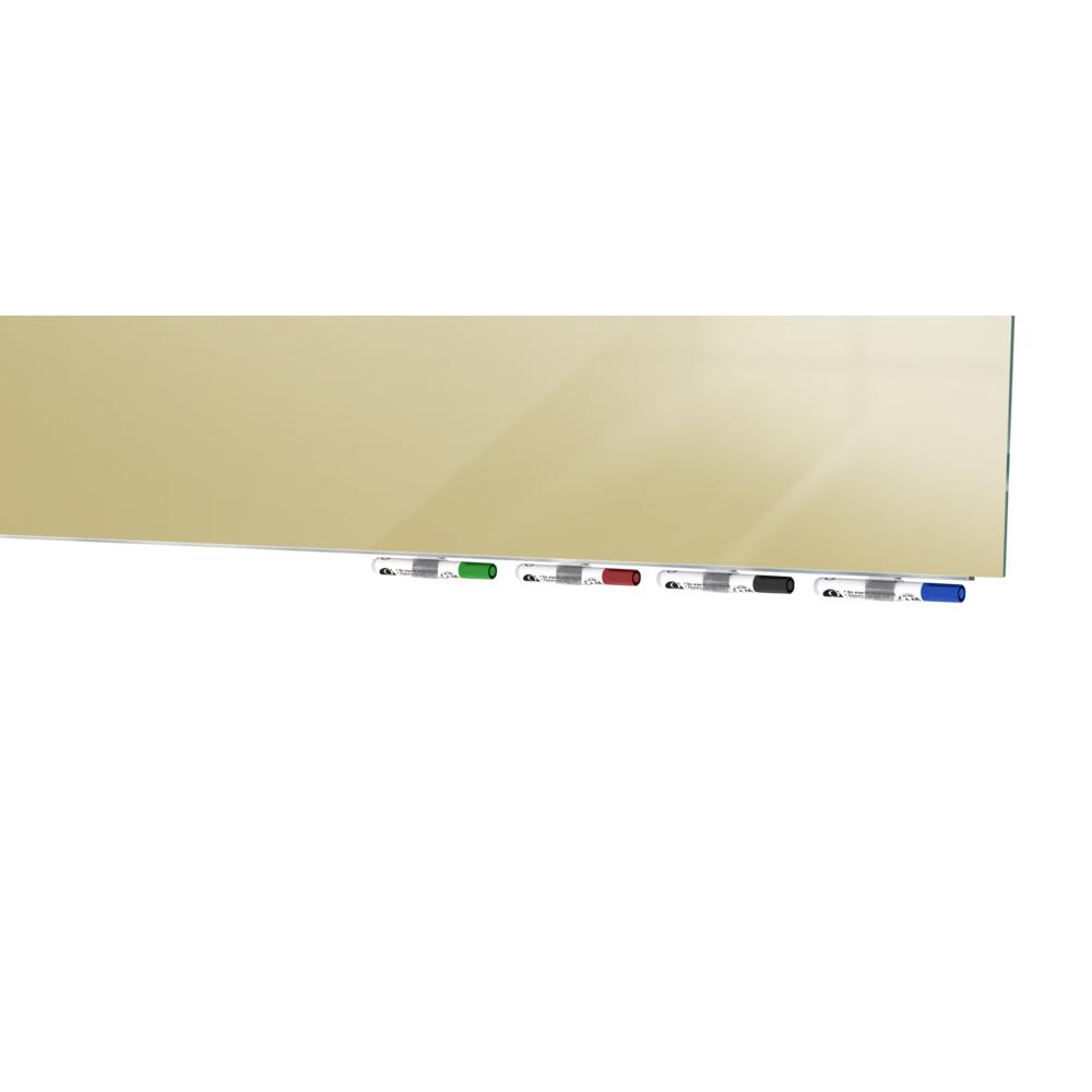 Ghent Aria 4'H x 3'W Magnetic Glass White Board, Blue Surface, Vertical, 4 Rare Earth Magnets, 4 Markers and Eraser