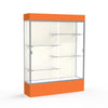 Spirit  60''W x 80''H x 16''D  Lighted Floor Case, Plaque Back, Satin Finish, Orange Base and Top - Waddell