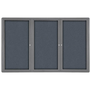 48''x72'' 3-Door Ovation Gray Fabric Bulletin Board - Gray Frame - Ghent