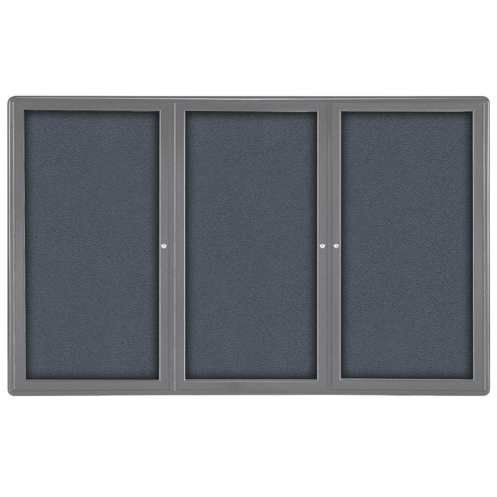 48''x72'' 3-Door Ovation Gray Fabric Bulletin Board - Gray Frame - Ghent