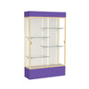 Spirit  48''W x 80''H x 16''D  Lighted Floor Case, Plaque Back, Champagne Finish, Purple Base and Top - Waddell