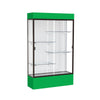 Spirit  48''W x 80''H x 16''D  Lighted Floor Case, White Back, Dk. Bronze Finish, Kelly Green Base and Top - Waddell