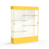 Spirit  60''W x 80''H x 16''D  Lighted Floor Case, Plaque Back, Champagne Finish, Goldenrod Base and Top - Waddell