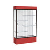 Spirit  48''W x 80''H x 16''D  Lighted Floor Case, White Back, Dk. Bronze Finish, Red Base and Top - Waddell